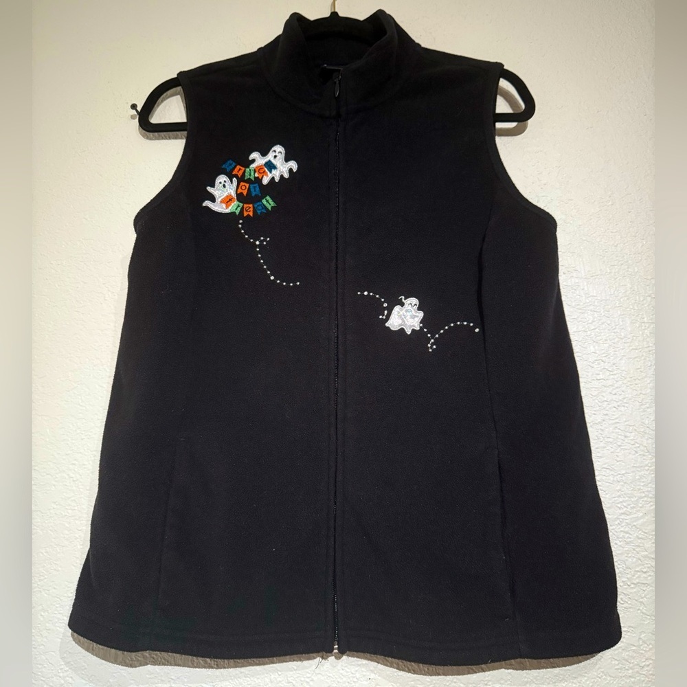 Holiday Editions | Vintage Trick or Treat Ghost Fleece Vest size S